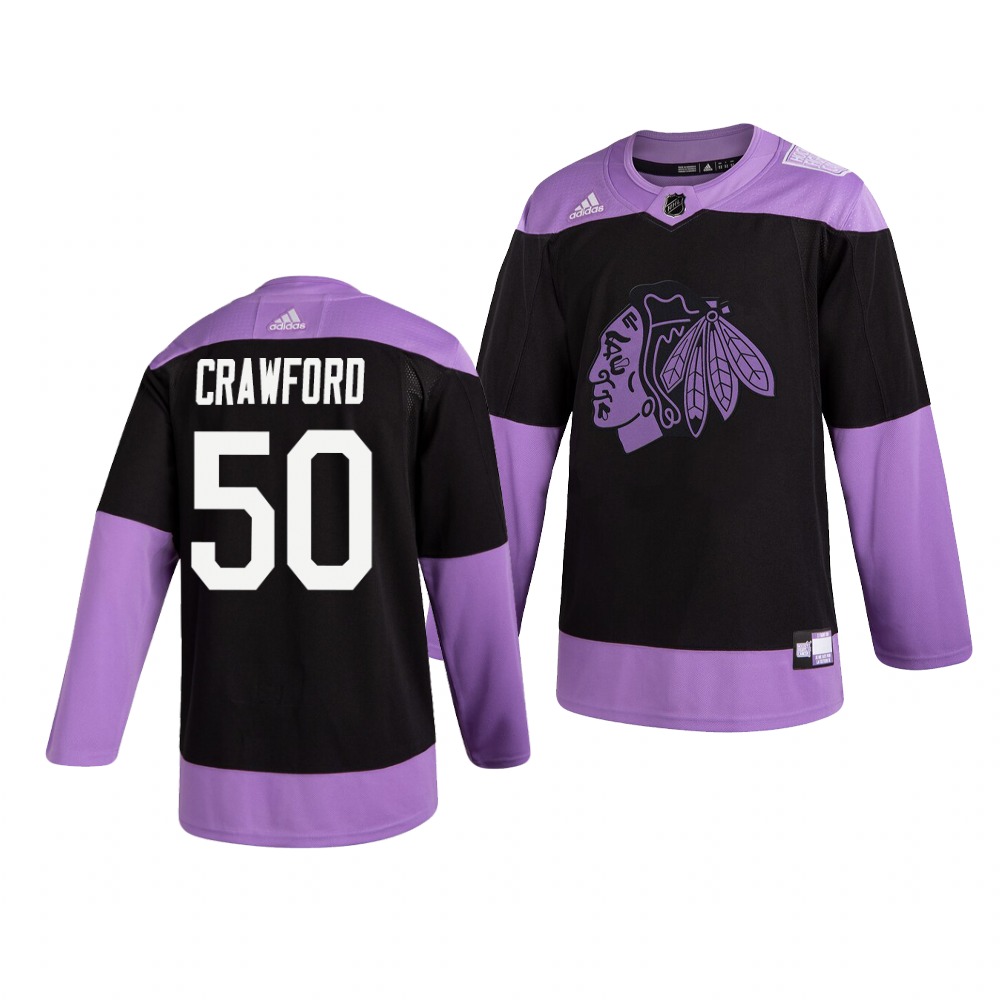 Chicago Blackhawks #50 Corey Crawford Adidas Men's Hockey Fights Cancer Practice NHL Jersey Black Chicago Blackhawks #50 Corey Crawford Adidas Men's Hockey Fights Cancer Practice NHL Jersey Black