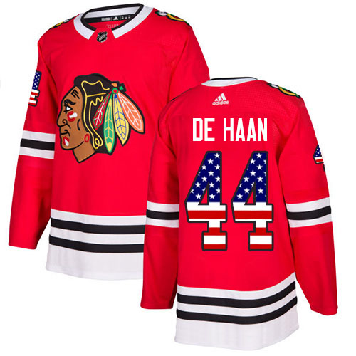 Adidas Blackhawks #44 Calvin De Haan Red Home Authentic USA Flag Stitched NHL Jersey Adidas Blackhawks #44 Calvin De Haan Red Home Authentic USA Flag Stitched NHL Jersey