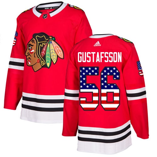 Adidas Blackhawks #56 Erik Gustafsson Red Home Authentic USA Flag Stitched NHL Jersey Adidas Blackhawks #56 Erik Gustafsson Red Home Authentic USA Flag Stitched NHL Jersey