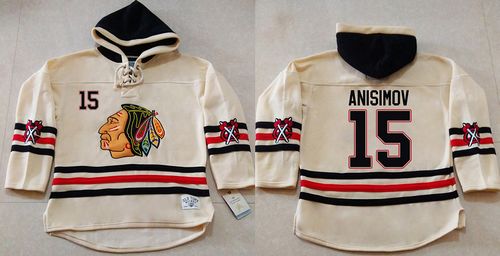 Blackhawks #15 Artem Anisimov Cream Heavyweight Pullover Hoodie Stitched NHL Jersey Blackhawks #15 Artem Anisimov Cream Heavyweight Pullover Hoodie Stitched NHL Jersey