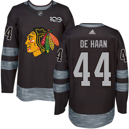 Adidas Blackhawks #44 Calvin De Haan Black 1917-2017 100th Anniversary Stitched NHL Jersey