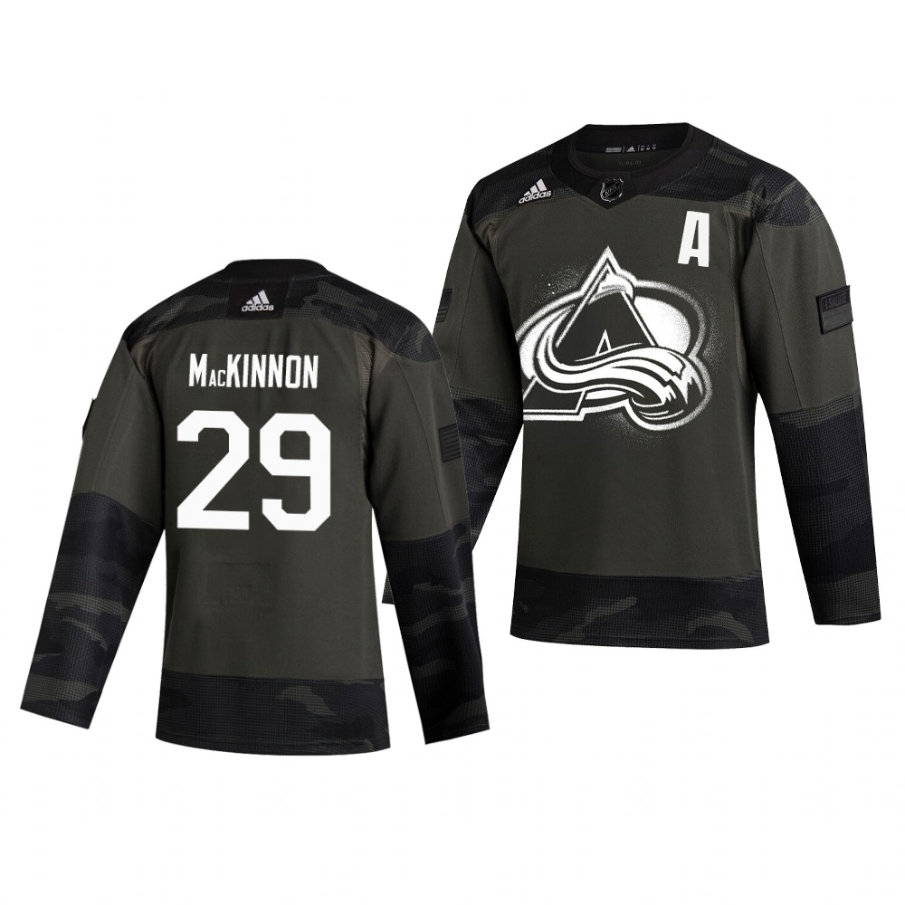 Colorado Avalanche #29 Nathan MacKinnon Adidas 2019 Veterans Day Men's Authentic Practice NHL Jersey Camo Colorado Avalanche #29 Nathan MacKinnon Adidas 2019 Veterans Day Men's Authentic Practice NHL Jersey Camo