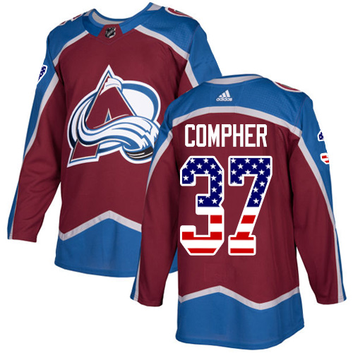 Adidas Avalanche #37 J.T. Compher Burgundy Home Authentic USA Flag Stitched NHL Jersey Adidas Avalanche #37 J.T. Compher Burgundy Home Authentic USA Flag Stitched NHL Jersey