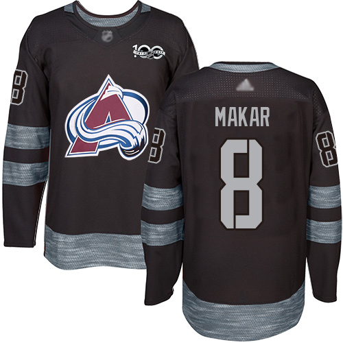 Adidas Avalanche #8 Cale Makar Black 1917-2017 100th Anniversary Stitched NHL Jersey