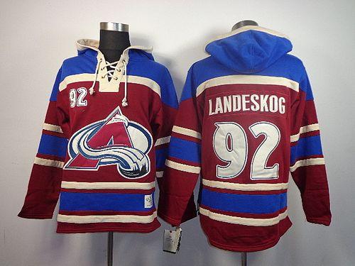 Avalanche #92 Gabriel Landeskog Red Sawyer Hooded Sweatshirt Stitched NHL Jersey Avalanche #92 Gabriel Landeskog Red Sawyer Hooded Sweatshirt Stitched NHL Jersey
