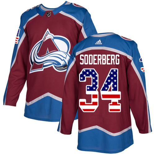 Adidas Avalanche #34 Carl Soderberg Burgundy Home Authentic USA Flag Stitched NHL Jersey Adidas Avalanche #34 Carl Soderberg Burgundy Home Authentic USA Flag Stitched NHL Jersey