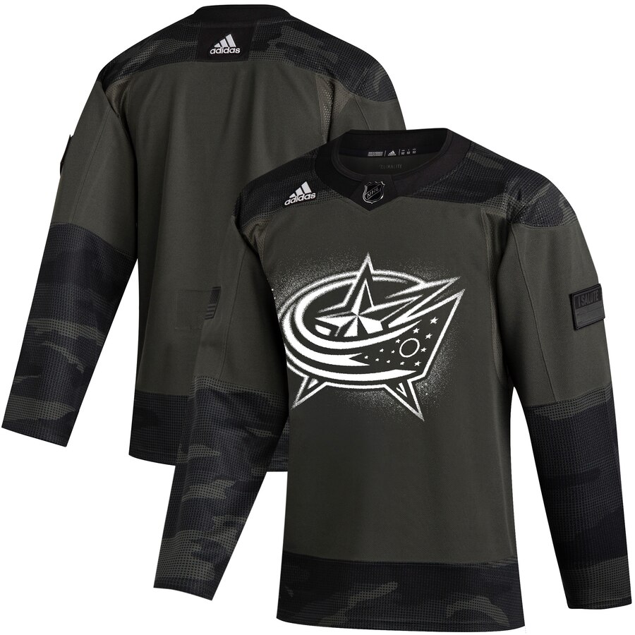 Columbus Blue Jackets Adidas 2019 Veterans Day Authentic Practice NHL Jersey Camo Columbus Blue Jackets Adidas 2019 Veterans Day Authentic Practice NHL Jersey Camo