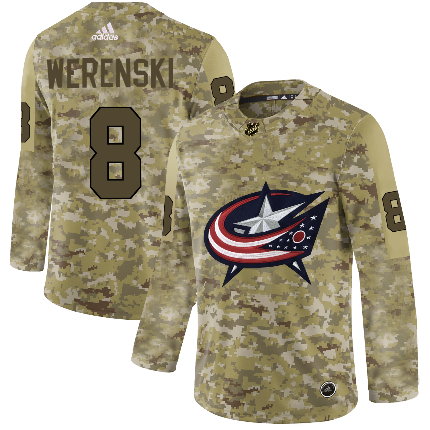 Adidas Blue Jackets #8 Zach Werenski Camo Authentic Stitched NHL Jersey Adidas Blue Jackets #8 Zach Werenski Camo Authentic Stitched NHL Jersey