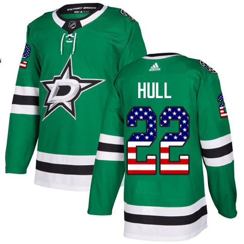 Adidas Stars #22 Brett Hull Green Home Authentic USA Flag Stitched NHL Jersey Adidas Stars #22 Brett Hull Green Home Authentic USA Flag Stitched NHL Jersey