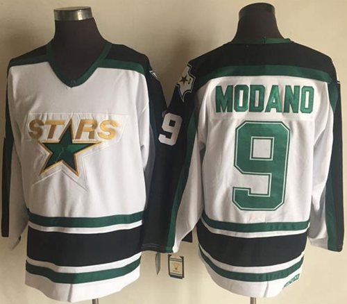 Stars #9 Mike Modano Stitched White CCM Throwback NHL Jersey Stars #9 Mike Modano Stitched White CCM Throwback NHL Jersey