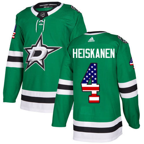 Adidas Stars #4 Miro Heiskanen Green Home Authentic USA Flag Stitched NHL Jersey Adidas Stars #4 Miro Heiskanen Green Home Authentic USA Flag Stitched NHL Jersey
