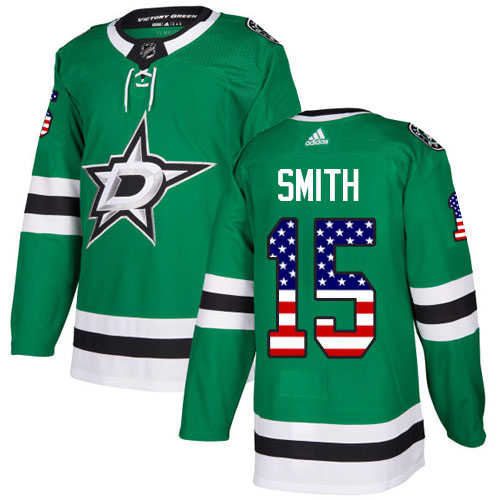 Adidas Stars #15 Bobby Smith Green Home Authentic USA Flag Stitched NHL Jersey Adidas Stars #15 Bobby Smith Green Home Authentic USA Flag Stitched NHL Jersey