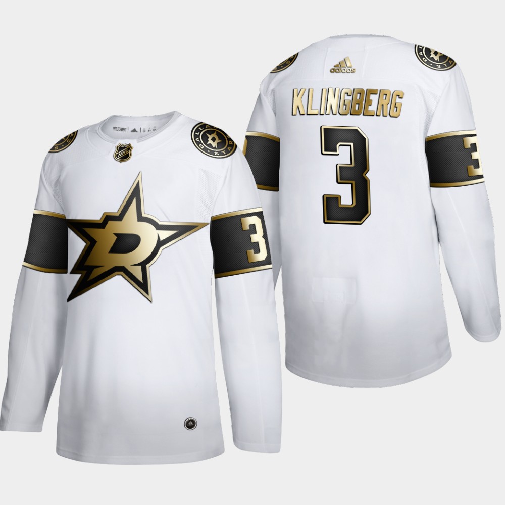 Dallas Stars #3 John Klingberg Men's Adidas White Golden Edition Limited Stitched NHL Jersey Dallas Stars #3 John Klingberg Men's Adidas White Golden Edition Limited Stitched NHL Jersey