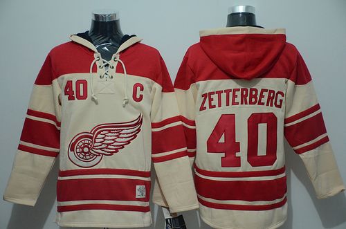 Red Wings #40 Henrik Zetterberg Cream Sawyer Hooded Sweatshirt Stitched NHL Jersey Red Wings #40 Henrik Zetterberg Cream Sawyer Hooded Sweatshirt Stitched NHL Jersey