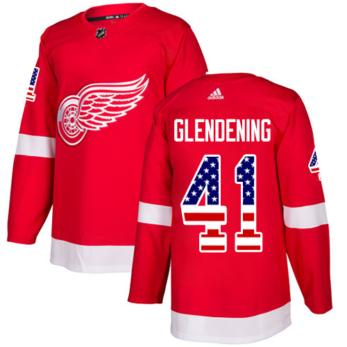 Adidas Red Wings #41 Luke Glendening Red Home Authentic USA Flag Stitched NHL Jersey Adidas Red Wings #41 Luke Glendening Red Home Authentic USA Flag Stitched NHL Jersey