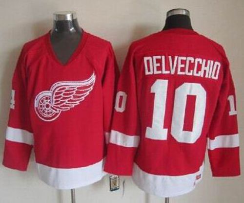 Red Wings #10 Alex Delvecchio Red CCM Throwback Stitched NHL Jersey Red Wings #10 Alex Delvecchio Red CCM Throwback Stitched NHL Jersey