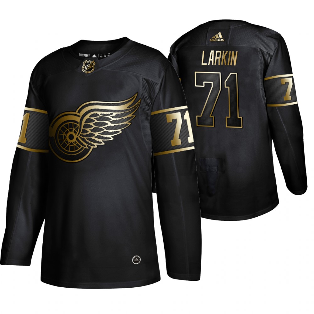 Adidas Red Wings #71 Dylan Larkin Men's 2019 Black Golden Edition Authentic Stitched NHL Jersey Adidas Red Wings #71 Dylan Larkin Men's 2019 Black Golden Edition Authentic Stitched NHL Jersey