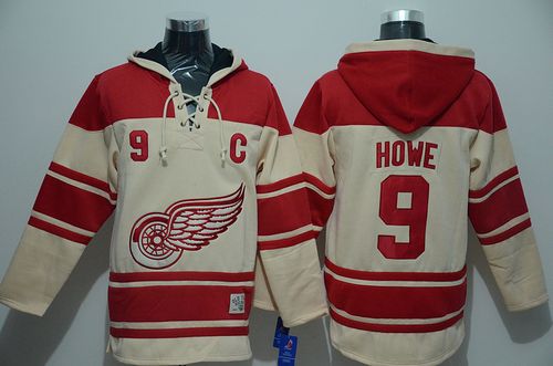 Red Wings #9 Gordie Howe Cream Sawyer Hooded Sweatshirt Stitched NHL Jersey Red Wings #9 Gordie Howe Cream Sawyer Hooded Sweatshirt Stitched NHL Jersey