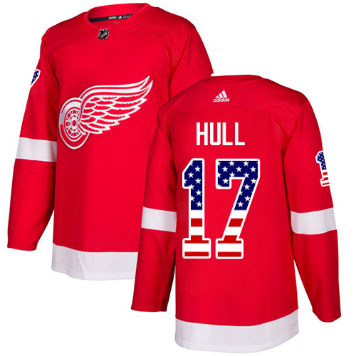 Adidas Red Wings #17 Brett Hull Red Home Authentic USA Flag Stitched NHL Jersey Adidas Red Wings #17 Brett Hull Red Home Authentic USA Flag Stitched NHL Jersey
