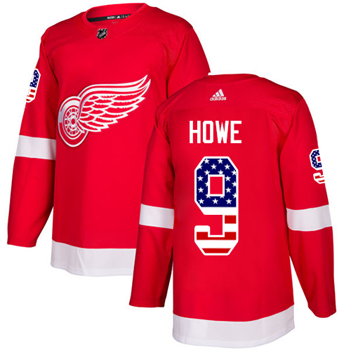 Adidas Red Wings #9 Gordie Howe Red Home Authentic USA Flag Stitched NHL Jersey Adidas Red Wings #9 Gordie Howe Red Home Authentic USA Flag Stitched NHL Jersey