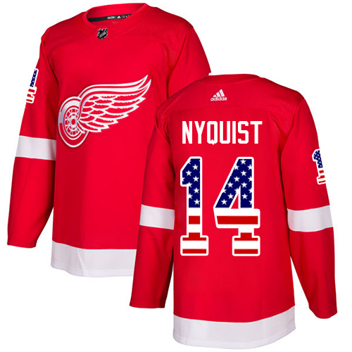 Adidas Red Wings #14 Gustav Nyquist Red Home Authentic USA Flag Stitched NHL Jersey Adidas Red Wings #14 Gustav Nyquist Red Home Authentic USA Flag Stitched NHL Jersey