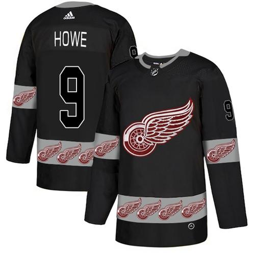 Adidas Red Wings #9 Gordie Howe Black Authentic Team Logo Fashion Stitched NHL Jersey Adidas Red Wings #9 Gordie Howe Black Authentic Team Logo Fashion Stitched NHL Jersey