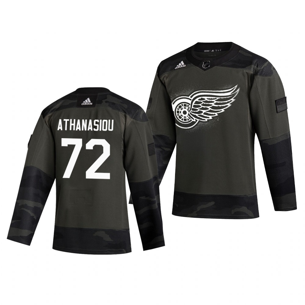Detroit Red Wings #72 Andreas Athanasiou Adidas 2019 Veterans Day Men's Authentic Practice NHL Jersey Camo Detroit Red Wings #72 Andreas Athanasiou Adidas 2019 Veterans Day Men's Authentic Practice NHL Jersey Camo