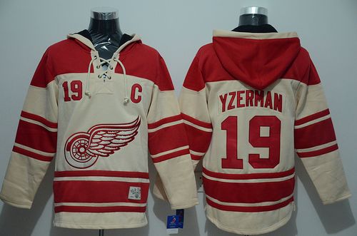 Red Wings #19 Steve Yzerman Cream Sawyer Hooded Sweatshirt Stitched NHL Jersey Red Wings #19 Steve Yzerman Cream Sawyer Hooded Sweatshirt Stitched NHL Jersey