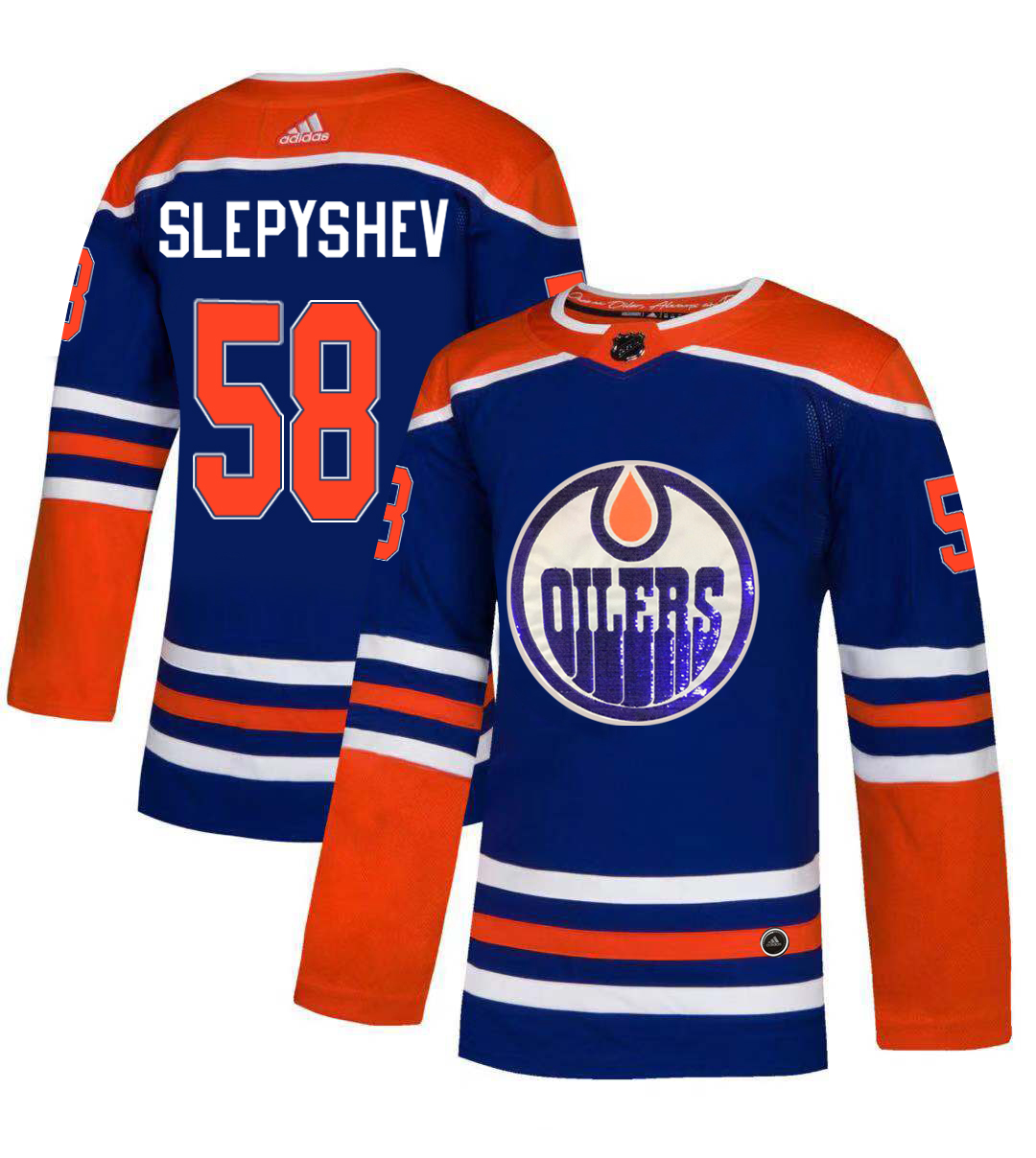 Adidas Oilers #58 Anton Slepyshev Royal Blue Sequin Embroidery Fashion Stitched NHL Jersey Adidas Oilers #58 Anton Slepyshev Royal Blue Sequin Embroidery Fashion Stitched NHL Jersey