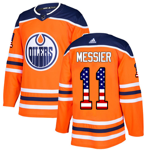 Adidas Oilers #11 Mark Messier Orange Home Authentic USA Flag Stitched NHL Jersey Adidas Oilers #11 Mark Messier Orange Home Authentic USA Flag Stitched NHL Jersey