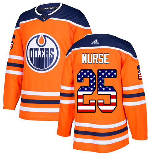 Adidas Oilers #25 Darnell Nurse Orange Home Authentic USA Flag Stitched NHL Jersey Adidas Oilers #25 Darnell Nurse Orange Home Authentic USA Flag Stitched NHL Jersey