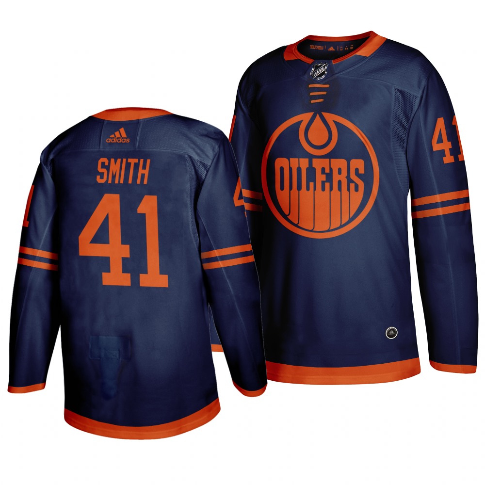 Edmonton Oilers #41 Mike Smith Blue 2019-20 Third Alternate Jersey Edmonton Oilers #41 Mike Smith Blue 2019-20 Third Alternate Jersey