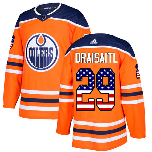 Adidas Oilers #29 Leon Draisaitl Orange Home Authentic USA Flag Stitched NHL Jersey Adidas Oilers #29 Leon Draisaitl Orange Home Authentic USA Flag Stitched NHL Jersey