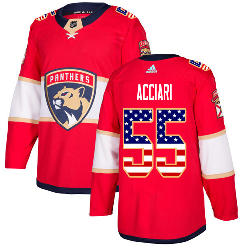 Adidas Panthers #55 Noel Acciari Red Home Authentic USA Flag Stitched NHL Jersey