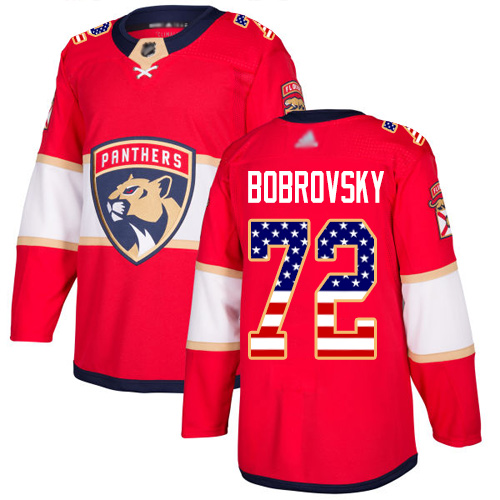 Adidas Panthers #72 Sergei Bobrovsky Red Home Authentic USA Flag Stitched NHL Jersey Adidas Panthers #72 Sergei Bobrovsky Red Home Authentic USA Flag Stitched NHL Jersey