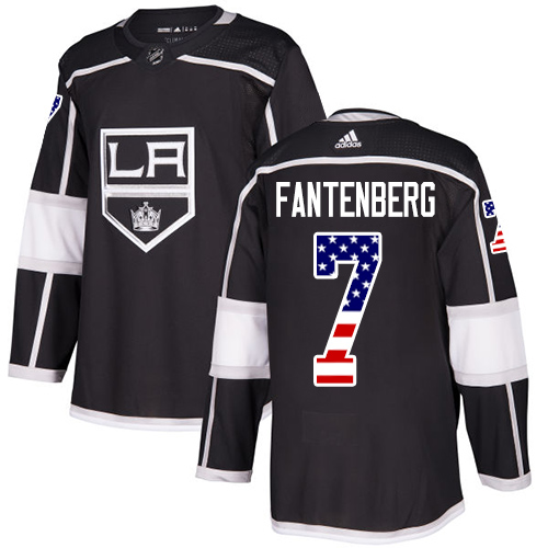 Adidas Kings #7 Oscar Fantenberg Black Home Authentic USA Flag Stitched NHL Jersey Adidas Kings #7 Oscar Fantenberg Black Home Authentic USA Flag Stitched NHL Jersey