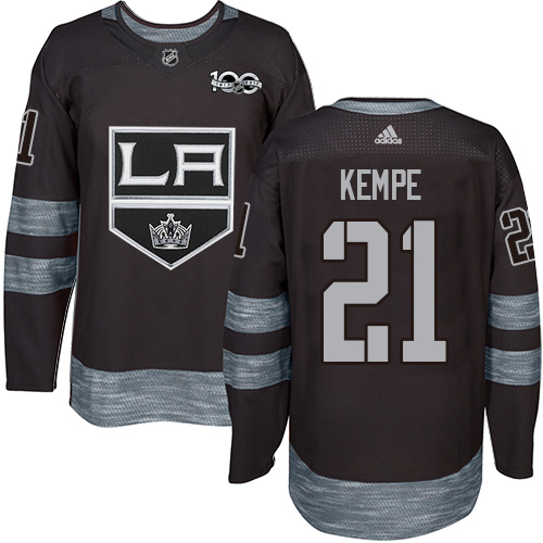 Adidas Kings #21 Mario Kempe Black 1917-2017 100th Anniversary Stitched NHL Jersey