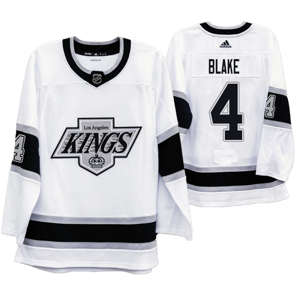 Los Angeles Kings #4 Rob Blake Men's Adidas 2019-20 Heritage White Throwback 90s NHL Jersey Los Angeles Kings #4 Rob Blake Men's Adidas 2019-20 Heritage White Throwback 90s NHL Jersey