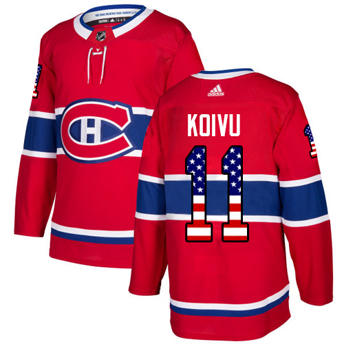 Adidas Canadiens #11 Saku Koivu Red Home Authentic USA Flag Stitched NHL Jersey Adidas Canadiens #11 Saku Koivu Red Home Authentic USA Flag Stitched NHL Jersey