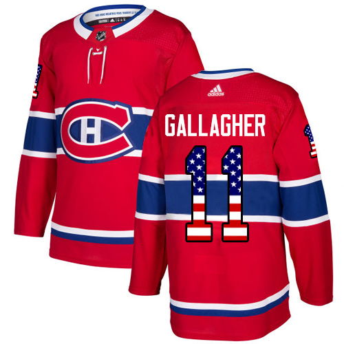 Adidas Canadiens #11 Brendan Gallagher Red Home Authentic USA Flag Stitched NHL Jersey Adidas Canadiens #11 Brendan Gallagher Red Home Authentic USA Flag Stitched NHL Jersey