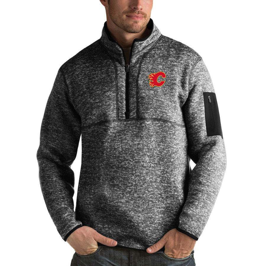 Calgary Flames Antigua Fortune Quarter-Zip Pullover Jacket Charcoal Calgary Flames Antigua Fortune Quarter-Zip Pullover Jacket Charcoal