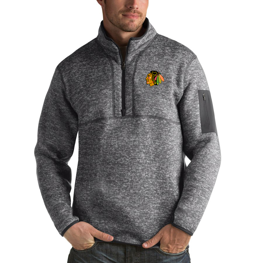 Chicago Blackhawks Antigua Fortune Quarter-Zip Pullover Jacket Black Chicago Blackhawks Antigua Fortune Quarter-Zip Pullover Jacket Black