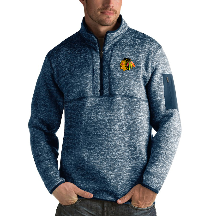 Chicago Blackhawks Antigua Fortune Quarter-Zip Pullover Jacket Royal Chicago Blackhawks Antigua Fortune Quarter-Zip Pullover Jacket Royal