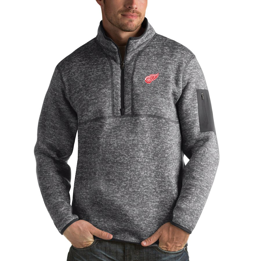 Detroit Red Wings Antigua Fortune Quarter-Zip Pullover Jacket Black Detroit Red Wings Antigua Fortune Quarter-Zip Pullover Jacket Black