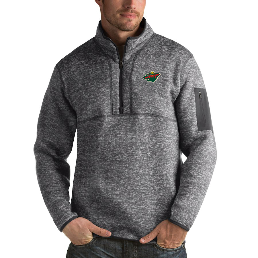 Minnesota Wild Antigua Fortune Quarter-Zip Pullover Jacket Black Minnesota Wild Antigua Fortune Quarter-Zip Pullover Jacket Black