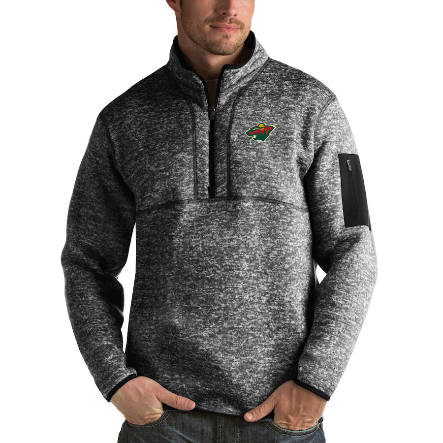 Minnesota Wild Antigua Fortune Quarter-Zip Pullover Jacket Charcoal Minnesota Wild Antigua Fortune Quarter-Zip Pullover Jacket Charcoal