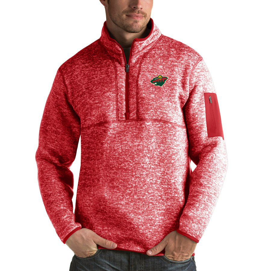 Minnesota Wild Antigua Fortune Quarter-Zip Pullover Jacket Red Minnesota Wild Antigua Fortune Quarter-Zip Pullover Jacket Red