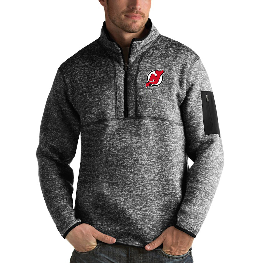 New Jersey Devils Antigua Fortune Quarter-Zip Pullover Jacket Charcoal New Jersey Devils Antigua Fortune Quarter-Zip Pullover Jacket Charcoal