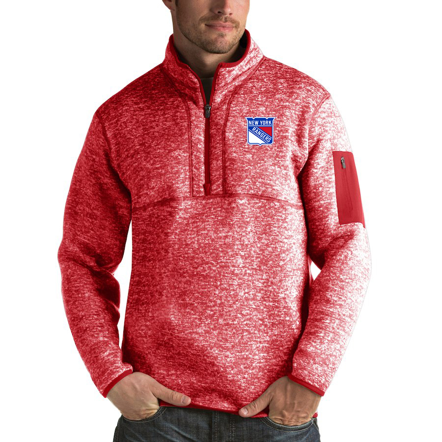 New York Rangers Antigua Fortune Quarter-Zip Pullover Jacket Red New York Rangers Antigua Fortune Quarter-Zip Pullover Jacket Red