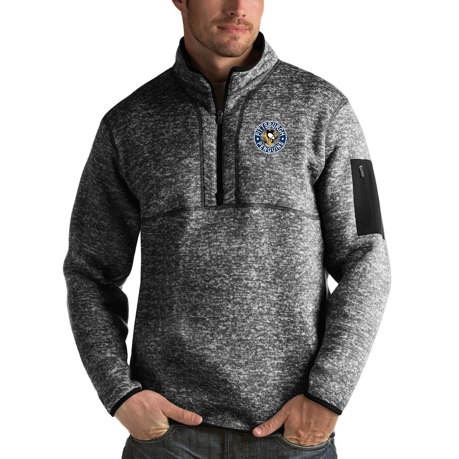 Pittsburgh Penguins Antigua Fortune Quarter-Zip Pullover Jacket Charcoal Pittsburgh Penguins Antigua Fortune Quarter-Zip Pullover Jacket Charcoal